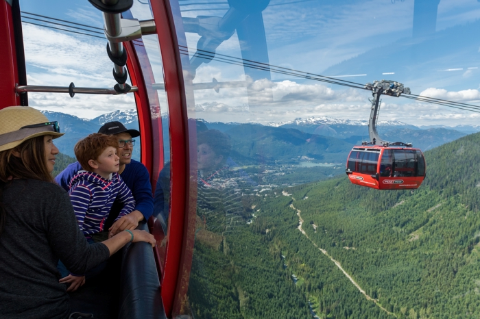 A Family Enjoying a Different Perspective of Whistler on the PEAK 2 PEAK