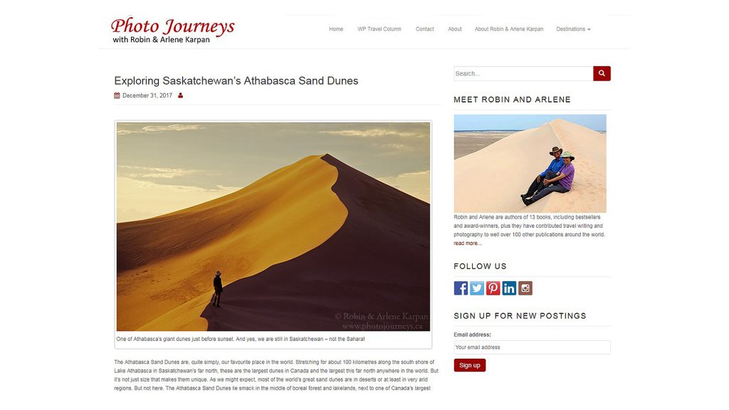 Exploring Saskatchewan's Athabasca Sand Dunes by Robin and Arlene Karpan, Photojourneys.ca