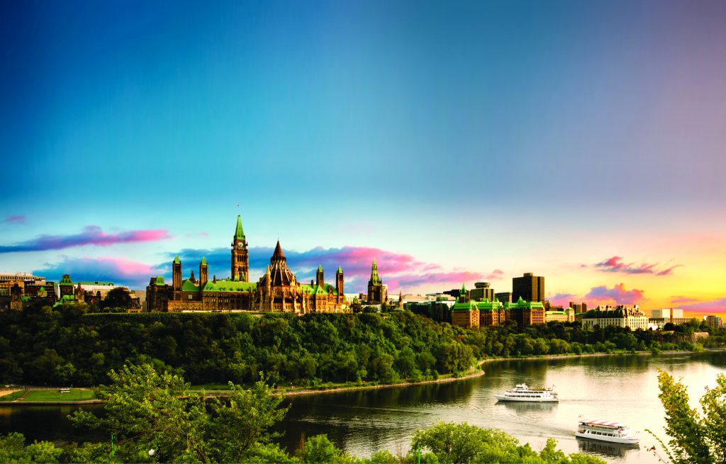 Ottawa and Parliament Hill as seen from across the Ottawa River