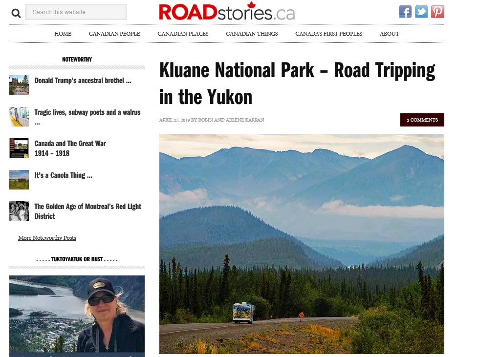 Roadsotires.ca article on Kluane National Park, Yukon