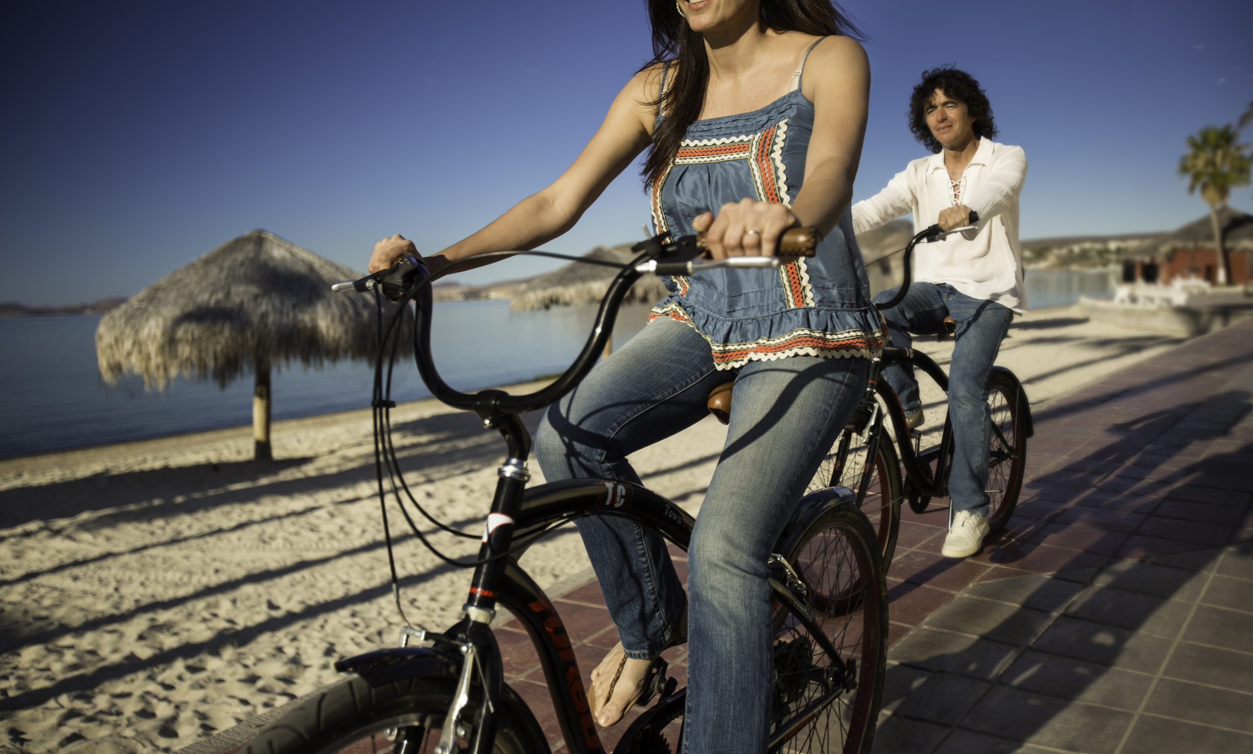 Bike riding along La Paz's waterfront malecon