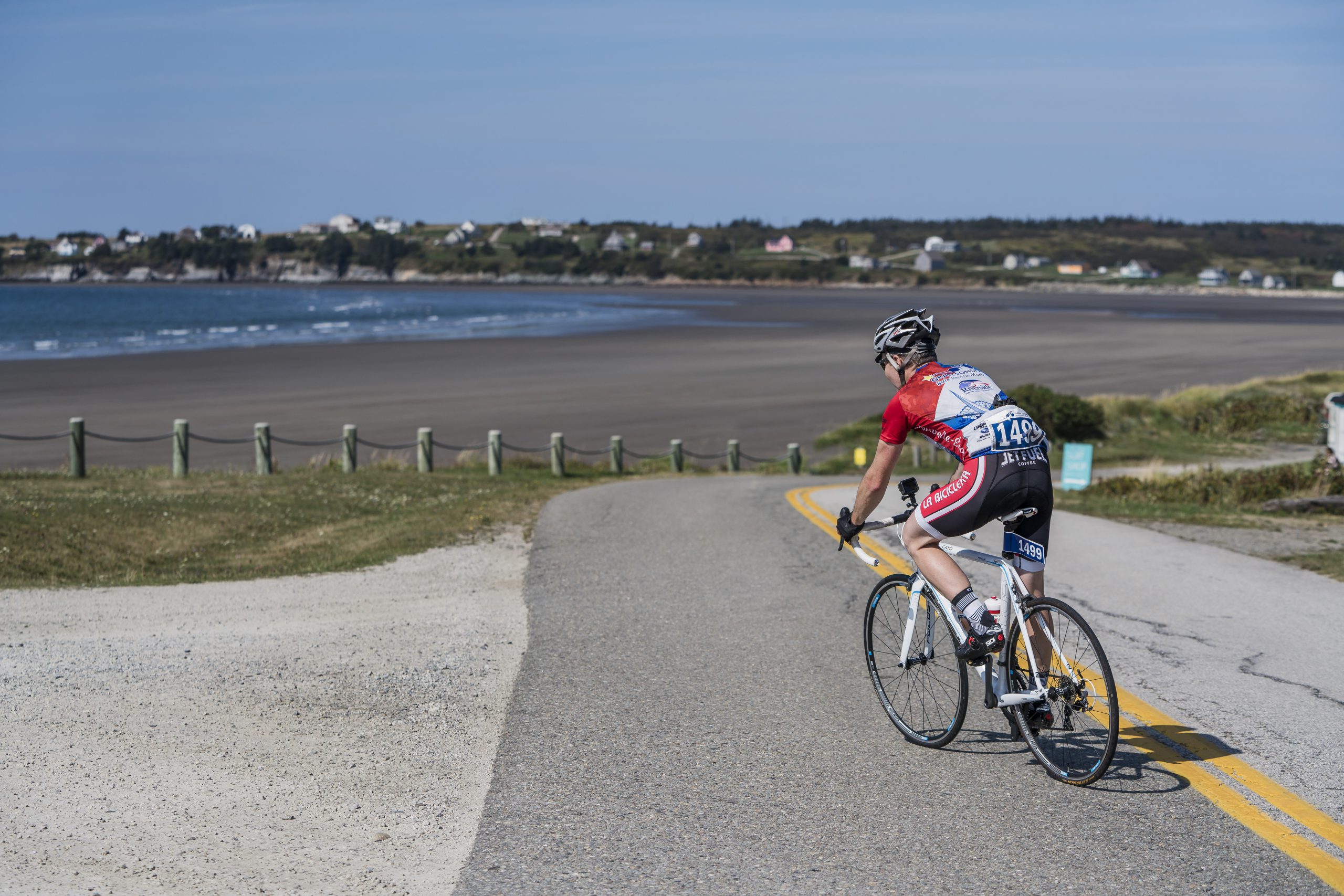 Gran Fondo Baie Sainte-Marie cycling event passes by Mavillette Beach