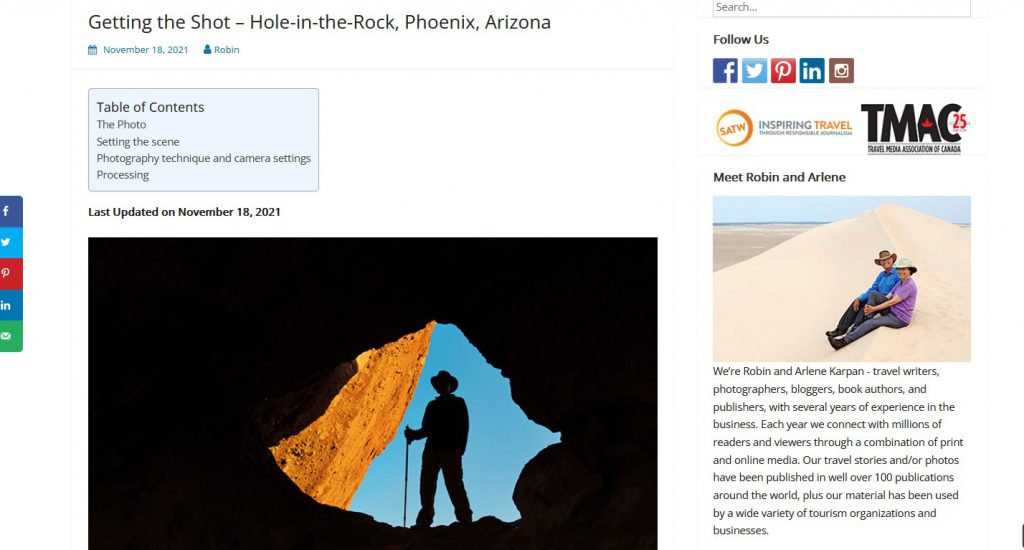 Getting the Shot - Hole-in-the-Rock, Phoenix, Arizona