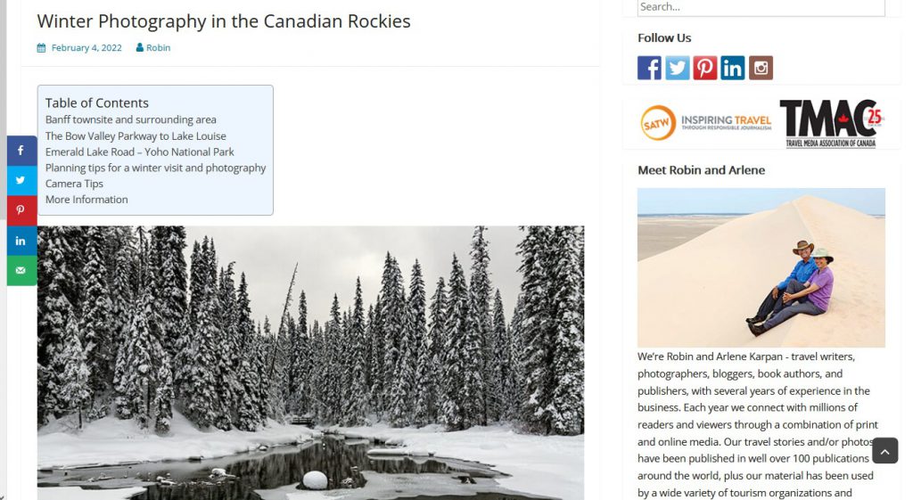 Winter photography in the Canadian Rockies