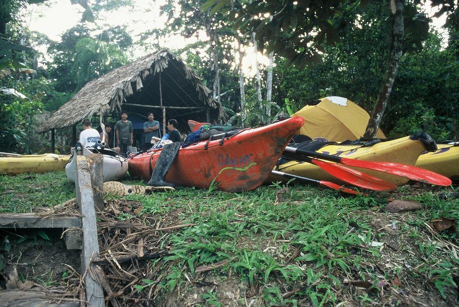 Kayaks in camp
