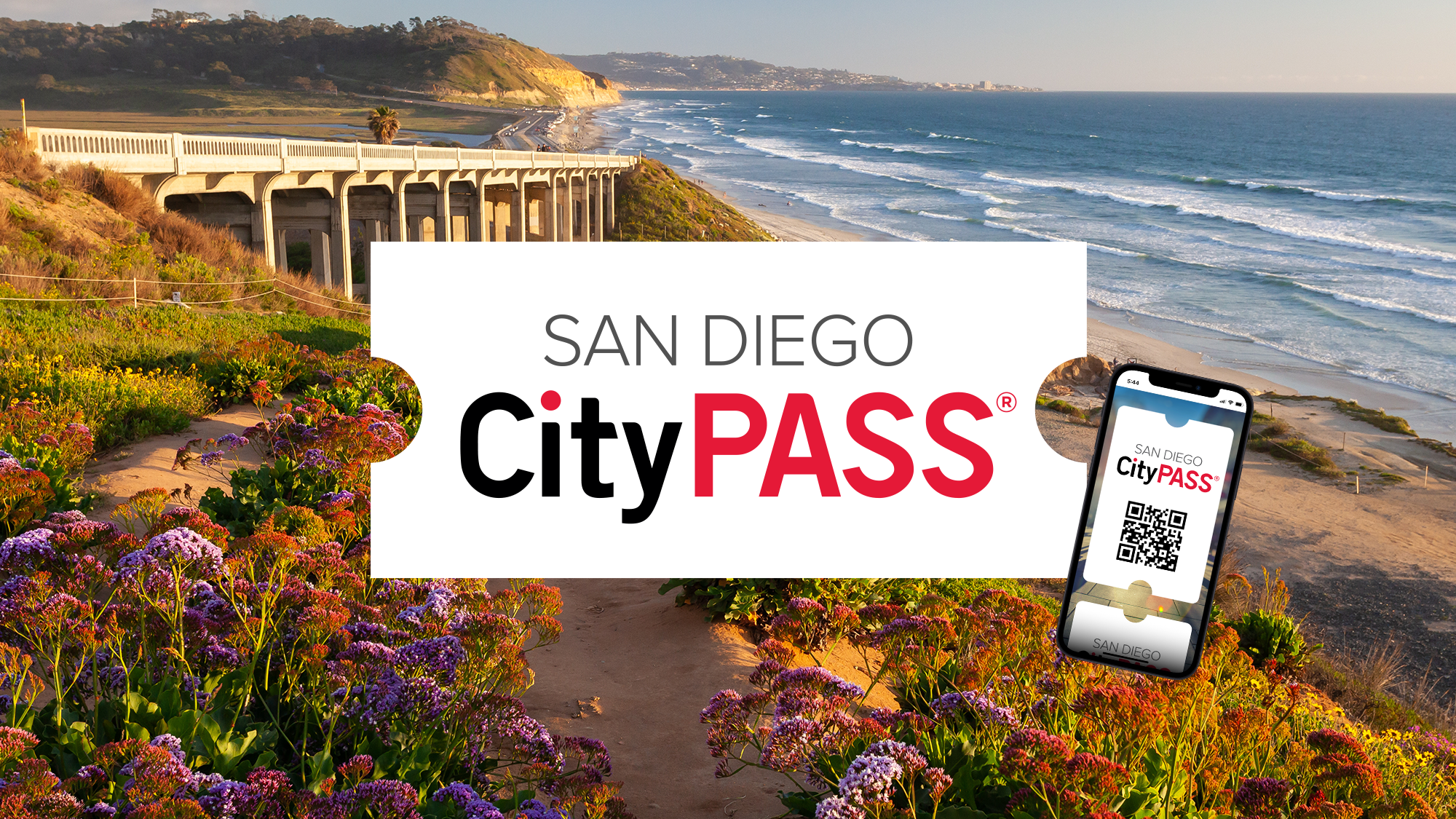 San Diego CityPASS Logo with San Diego Coastline